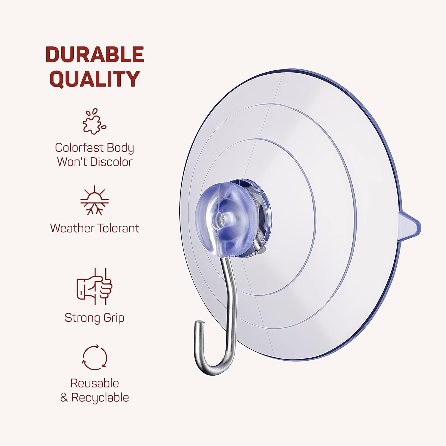 All-Purpose Suction Cup Hooks [10PK Combo Set] Powerful Window Suction Cups with Hooks Use to Hang on Glass, Windows, Doors, Mirrors, Tiles. Set Includes: 2 Large, 4 Medium, 4 Small