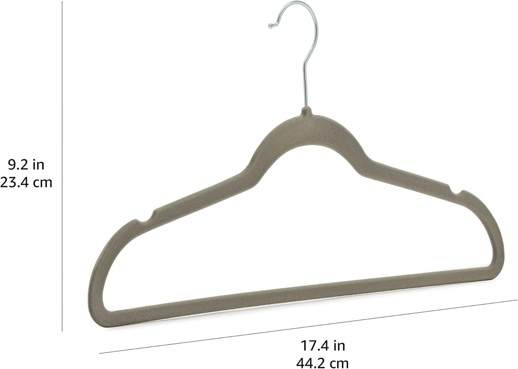 Slim, Velvet, Non-Slip Suit Clothes Hangers, Gray/Silver - Pack of 30