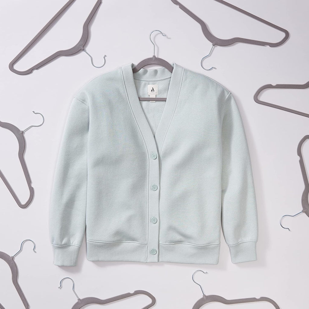 Slim, Velvet, Non-Slip Suit Clothes Hangers, Gray/Silver - Pack of 30