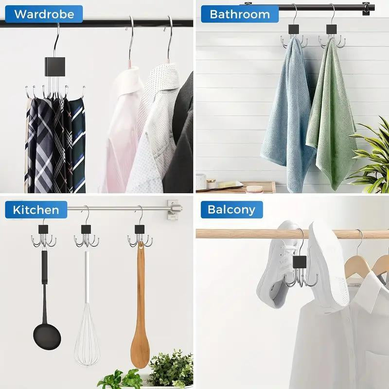 Stainless Steel Belt Hanger, 2 Counts Rotatable Belt Rack Organizer, Multi-Purpose Hanging Storage Hook for Belts, Bras, Vests, Ties, Scarves