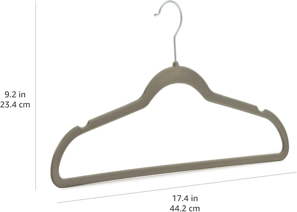 Slim, Velvet, Non-Slip Suit Clothes Hangers, Gray/Silver - Pack of 30