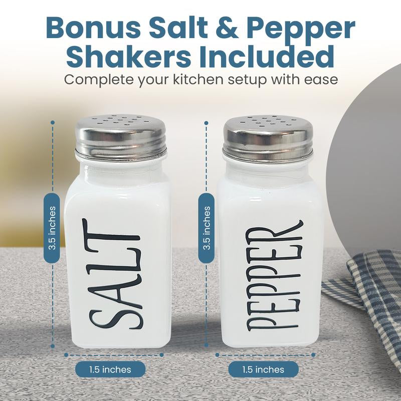 Wooden Utensil Holder - Utensil Caddy, Cutlery Organizer for Kitchen Countertop, Silverware Holder, Flatware Caddy for Party & Kitchen with Salt and Pepper Shakers