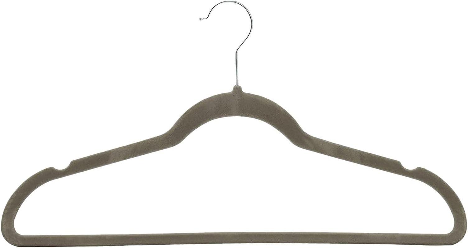 Slim, Velvet, Non-Slip Suit Clothes Hangers, Gray/Silver - Pack of 30