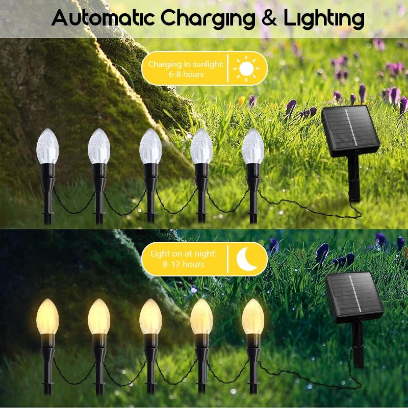 Solar Outdoor Christmas Pathway Lights, 1 Set 10 Pack LED Multi-Color Ip54 Decorative Lights, Outdoor String Light, Holiday Decoration for Halloween, Christmas, Valentine'S Day