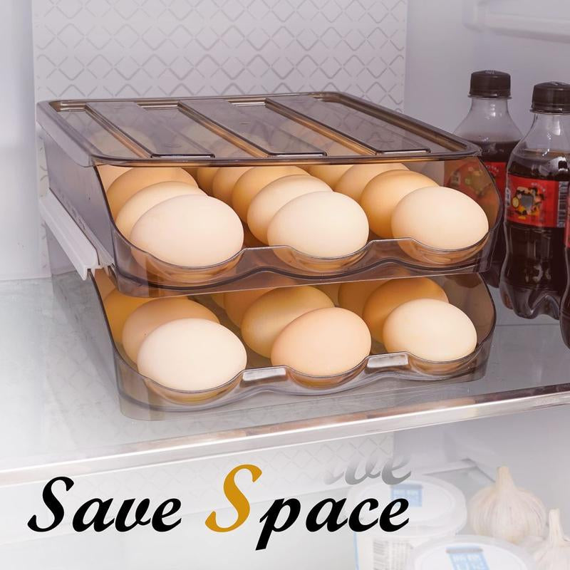 36Eggs 2 Layer Organizer with Lid Large Capacity Automatic Scrolling Egg Holder