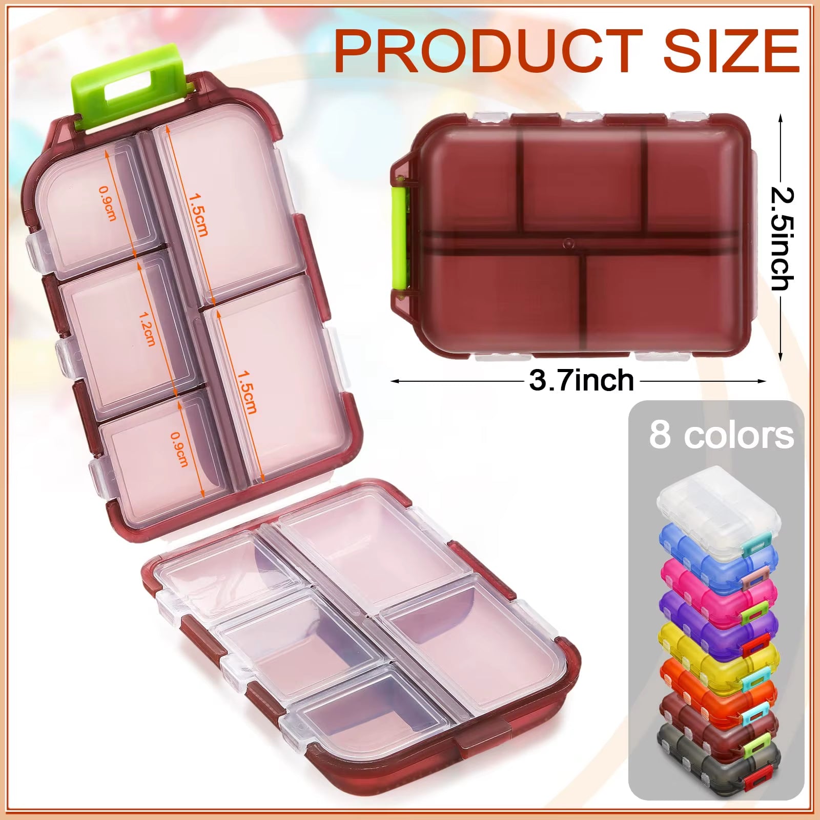 10-Compartment Portable Pill Organizer - Ideal Travel Case for Daily Medications and Fish Oil
