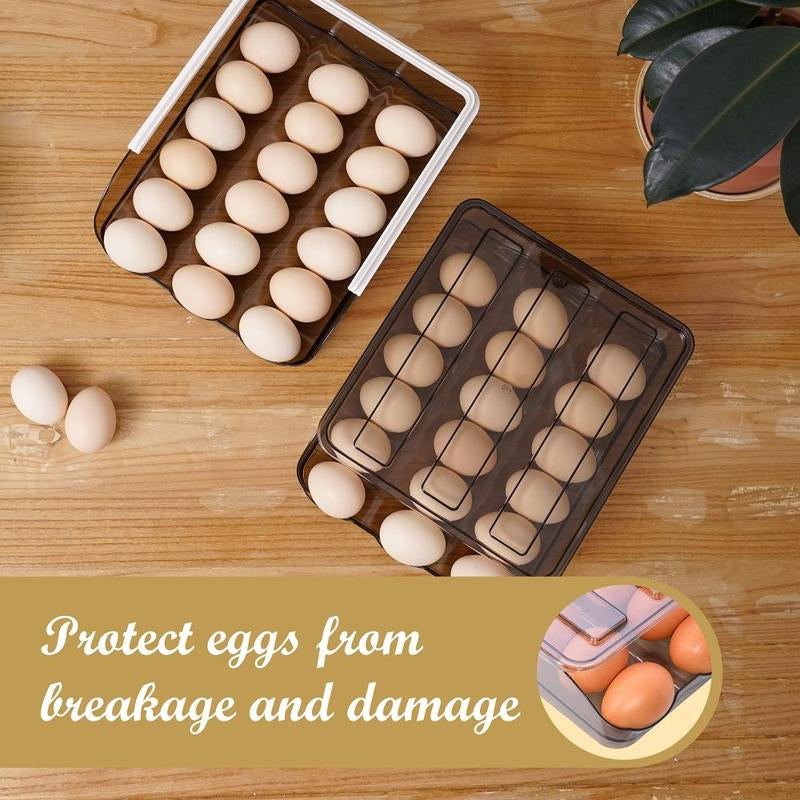 36Eggs 2 Layer Organizer with Lid Large Capacity Automatic Scrolling Egg Holder