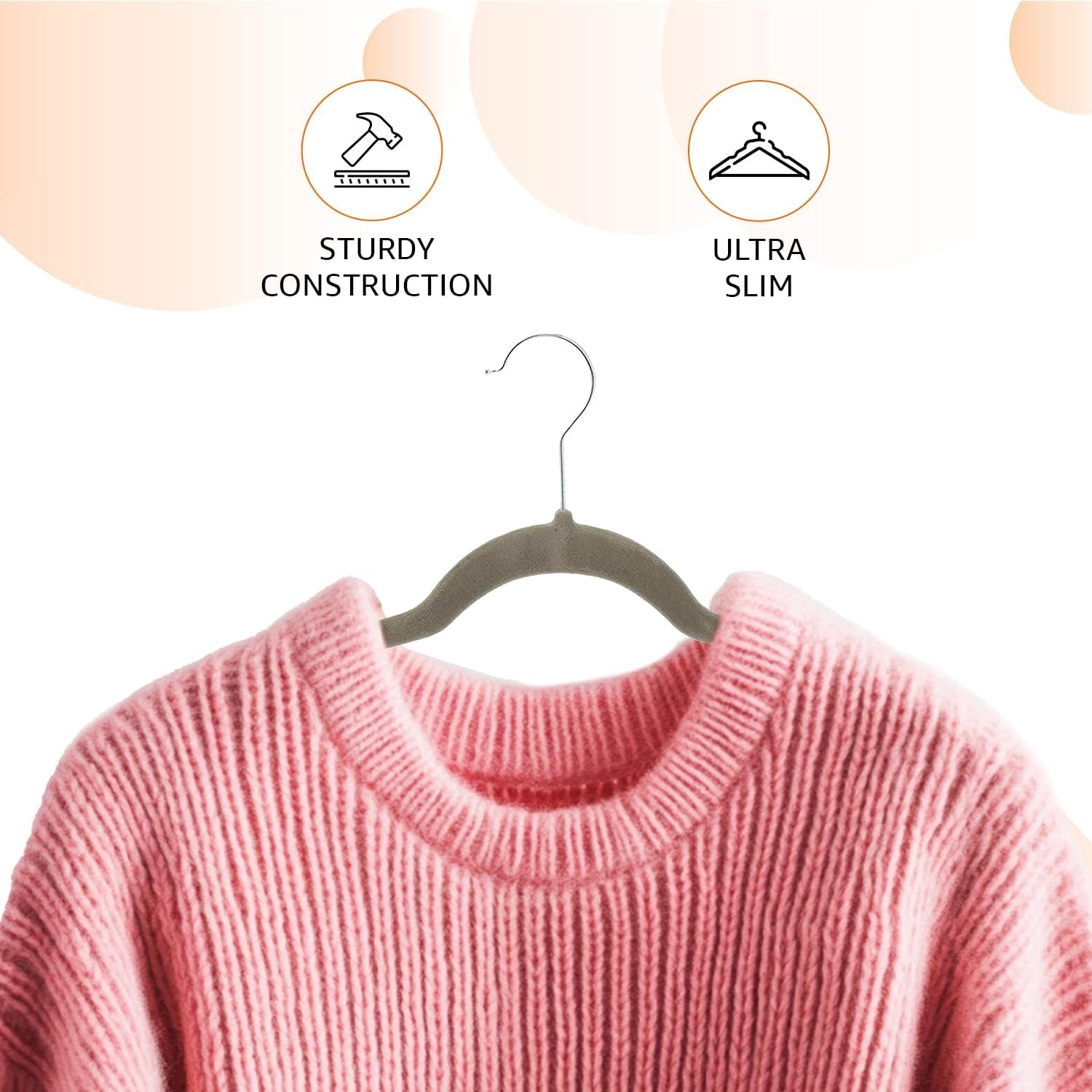 Slim, Velvet, Non-Slip Suit Clothes Hangers, Gray/Silver - Pack of 30